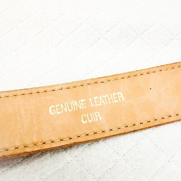 Talbots Rose Pink Tan Leather Belt Silver Buckle Size Medium - Picture 3 of 5